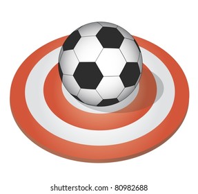 Soccer ball placed on a target