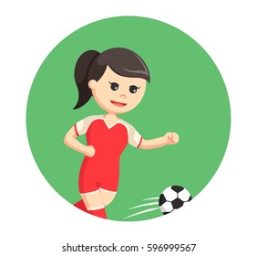 soccer ball player girl running in circle background