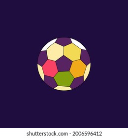 Soccer ball pop art vector illustration. isolated on purple background