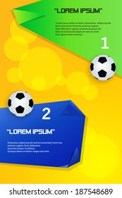 Soccer ball Poster Soccer ball banner design White Brazil flag color concept design