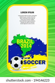 Soccer ball Poster Soccer ball banner, postcard,, Brochure (simple Brazil map design) 