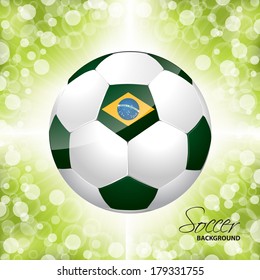 Soccer ball poster design with dotted green background