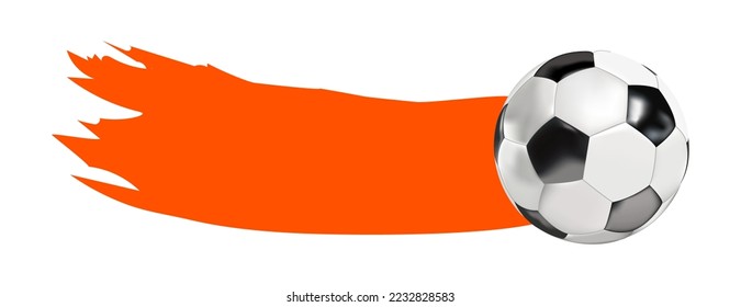 Soccer ball realistic with banner for text. Soccer championship. Soccer football template design. 