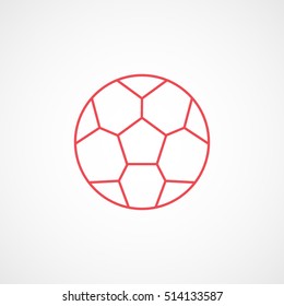 Soccer Ball Red Line Icon On White Background