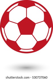 Soccer ball - red vector  icon with shadow