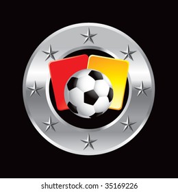 soccer ball with red and yellow cards on star background