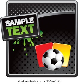 soccer ball with red and yellow cards on