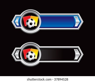 soccer ball with red and yellow cards on blue and black arrows