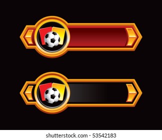 soccer ball with red and yellow cards on red and black arrows