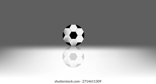 Balón de fútbol con reflejo. Ilustración vectorial. 