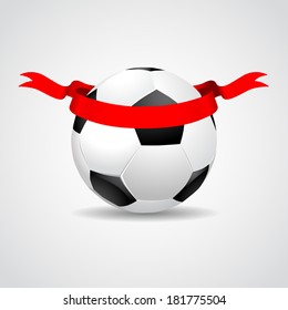 Soccer ball ribbon Vector Design Creative, sport football symbol