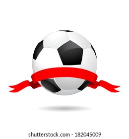 Soccer ball ribbon Vector Design Creative, sport football symbol