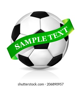 Soccer ball with ribbon vector illlustration on white
