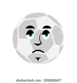 Soccer ball sad Emoji. Football Ball sorrowful emotion avatar
