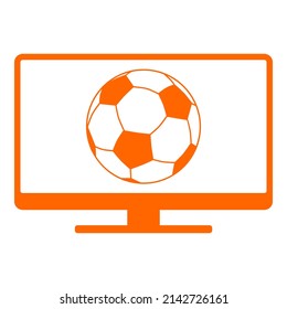 Balón de fútbol y pantalla en blanco