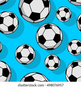 Soccer ball seamless pattern. Sports accessory ornament. Football background. Texture for Olympic team game with ball
