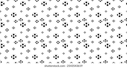 Soccer ball Seamless patterns. Black and white Seamless Football pattern sport doodle cartoon gift wrapping paper. EPS Vector