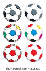 Soccer ball set in different colors