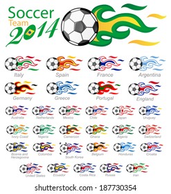 soccer ball set with flag flame 