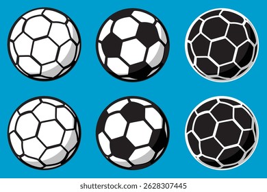 Soccer ball set flat icons and football vector illustration