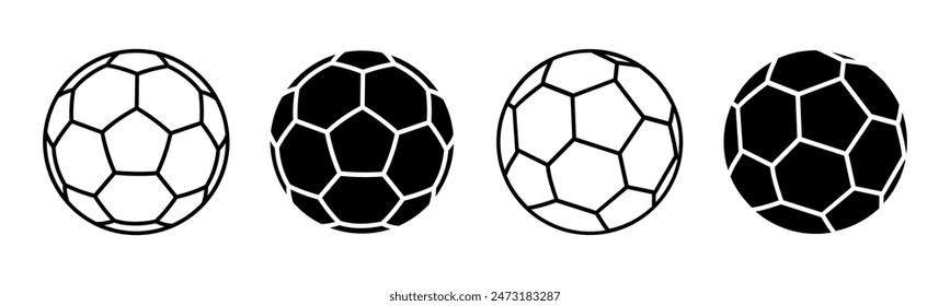 Iconos del juego de la pelota de fútbol, señales de fútbol, línea de fútbol balón deportivo - Vector