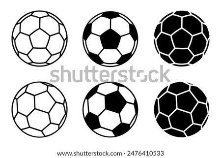 Soccer ball set icons, football signs, line soccer sport ball – stock vector