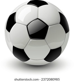 Soccer ball with shadow 3D icon, vector illustration.