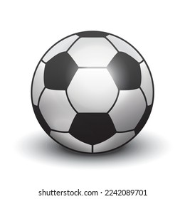 soccer ball with shadow, isolated on white, vector illustration