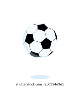 Soccer ball with shadow on white background. Football design element. Vector illustration