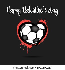 Soccer ball shaped as a heart. Happy Valentines Day. Vector illustration