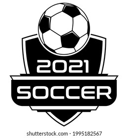 pelota de fútbol con escudo - diseño de logotipo