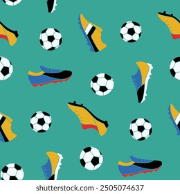 Soccer Ball Shoes Vector Seamless Pattern illustration Design