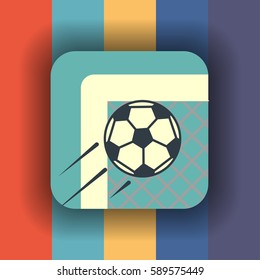 bola de futebol atirar ícone plano com sombra longa, ilustração vetorial