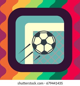 soccer ball shoot flat icon with long shadow, vector illustration