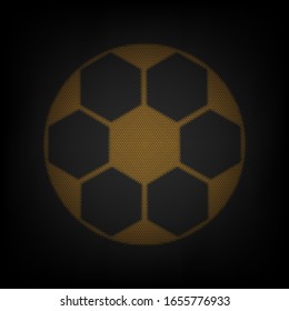 Soccer ball sign. Icon as grid of small orange light bulb in darkness. Illustration.