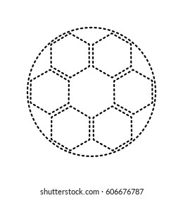 Soccer ball sign. Vector. Black dashed icon on white background. Isolated.
