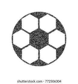 Soccer ball sign. Vector. Black icon from many ovelapping circles with random opacity on white background. Noisy. Isolated.