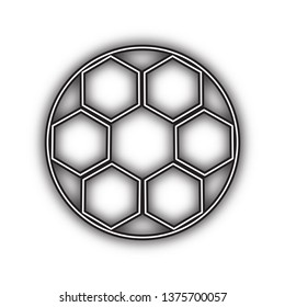 Soccer ball sign. Vector. Double contour black icon with soft shadow at white background. Isolated.