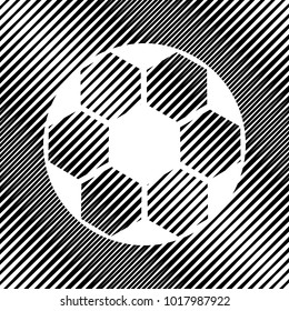 Soccer ball sign. Vector. Icon. Hole in moire background.