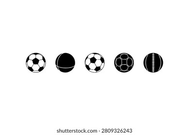 Soccer Ball Silhouette Vector Collection Set