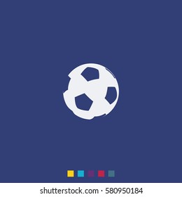 Soccer ball simple vector icon isolated on blue background. Football symbol.