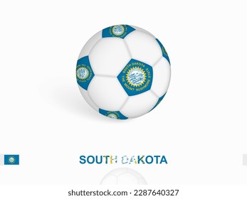 Soccer ball with the South Dakota flag, football sport equipment. Vector illustration.