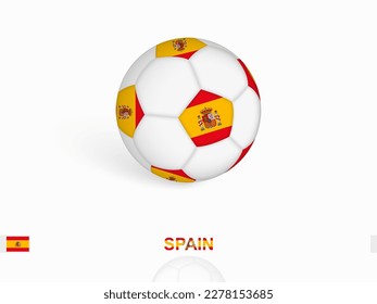 Soccer ball with the Spain flag, football sport equipment. Vector illustration.