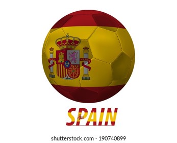 Soccer ball with  spain flag isolated in white 