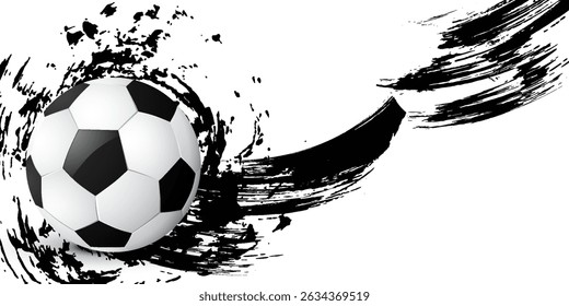 Soccer ball with splashes of ink