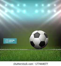 Soccer Ball in Stadium. Vector