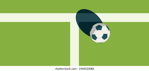 soccer ball standing near the center line on the green field