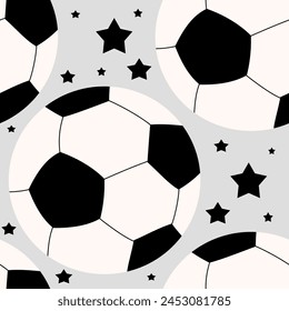 Soccer Ball with Star Background Wallpaper Seamless Pattern 