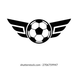 Balón de fútbol con el icono gráfico estilizado del Vector de las alas para el diseño del logotipo de la competición deportiva	