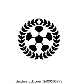 Soccer ball surrounded by a laurel wreath. Vector illustration.